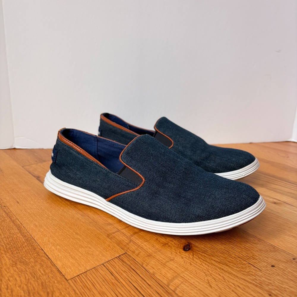 Cole Haan Grand OS Womens 8.5B Denim Slip On Sneakers Blue W06666 Leather Trim